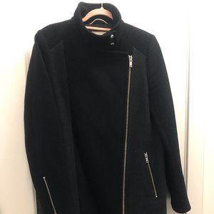 Wilfred Asymmetric Zip Black&Charcoal Coat Sz L